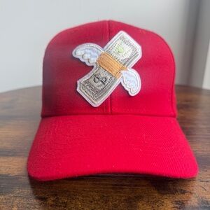 Red Trucker Hat w/ Flying Money Embroidered Patch